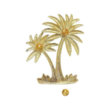 Load image into Gallery viewer, Blue and Brass Palm Tree Cushions to compliment your luxe coastal home or tropical interior. Palm Cushion Charm and how to use it.
