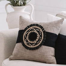 Load image into Gallery viewer, This brown cushion with black and natural feature will compliment your modern home. Brown Cushion covers 50x50 - Square cushion covers
